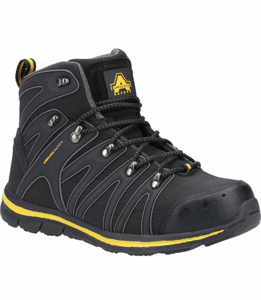 * Pertemba Quick Delivery Amblers Mens Edale As254 Safety Boots (Black/Yellow) Utfs7475 Online