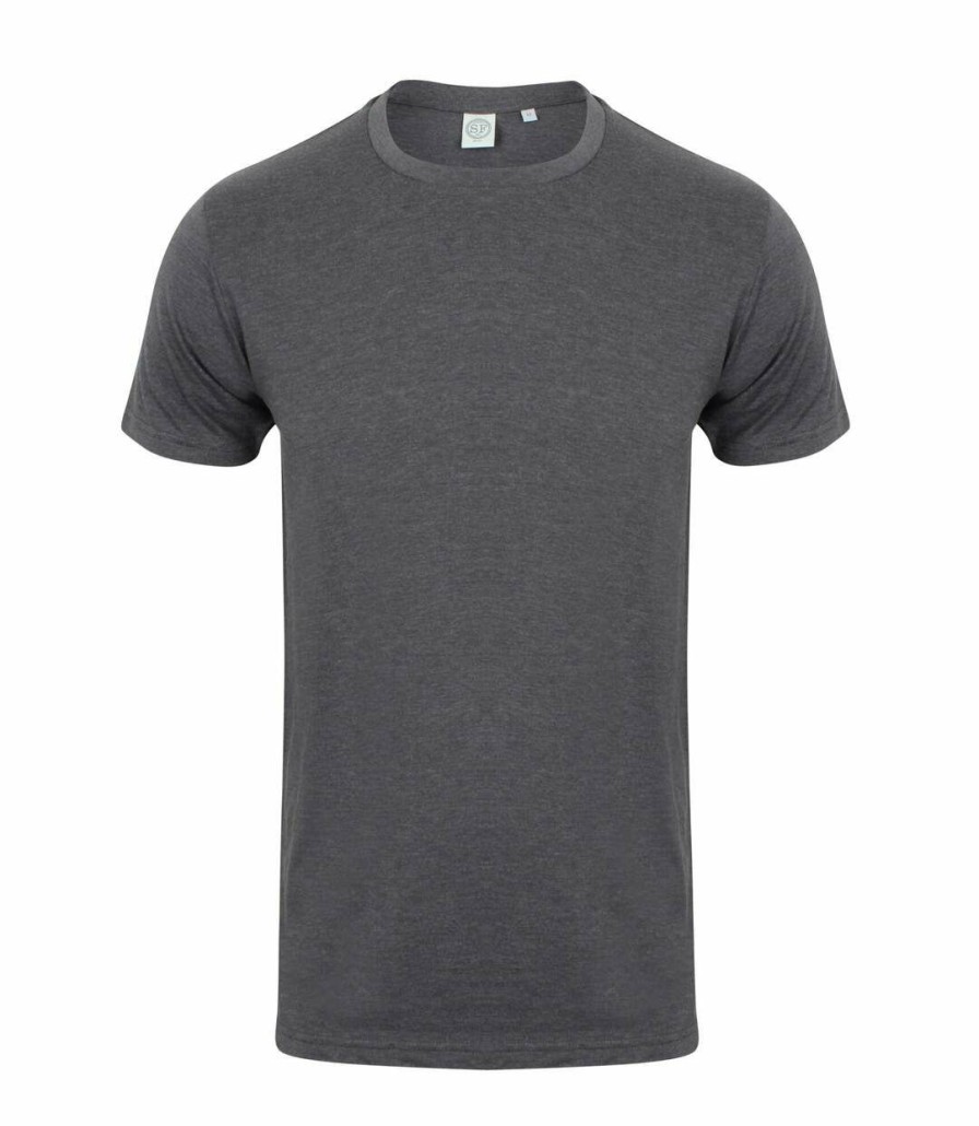 * Pertemba Original Skinni Fit Men Mens Feel Good Stretch Short Sleeve T-Shirt (Heather Charcoal) Utrw4427 Clearance