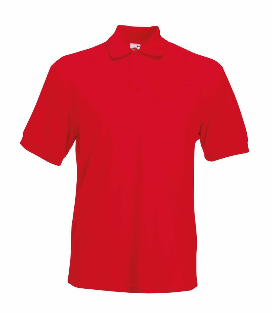 * Pertemba Attractive Fruit Of The Loom Mens 65/35 Heavyweight Pique Short Sleeve Polo Shirt (Red) Utbc382 Online