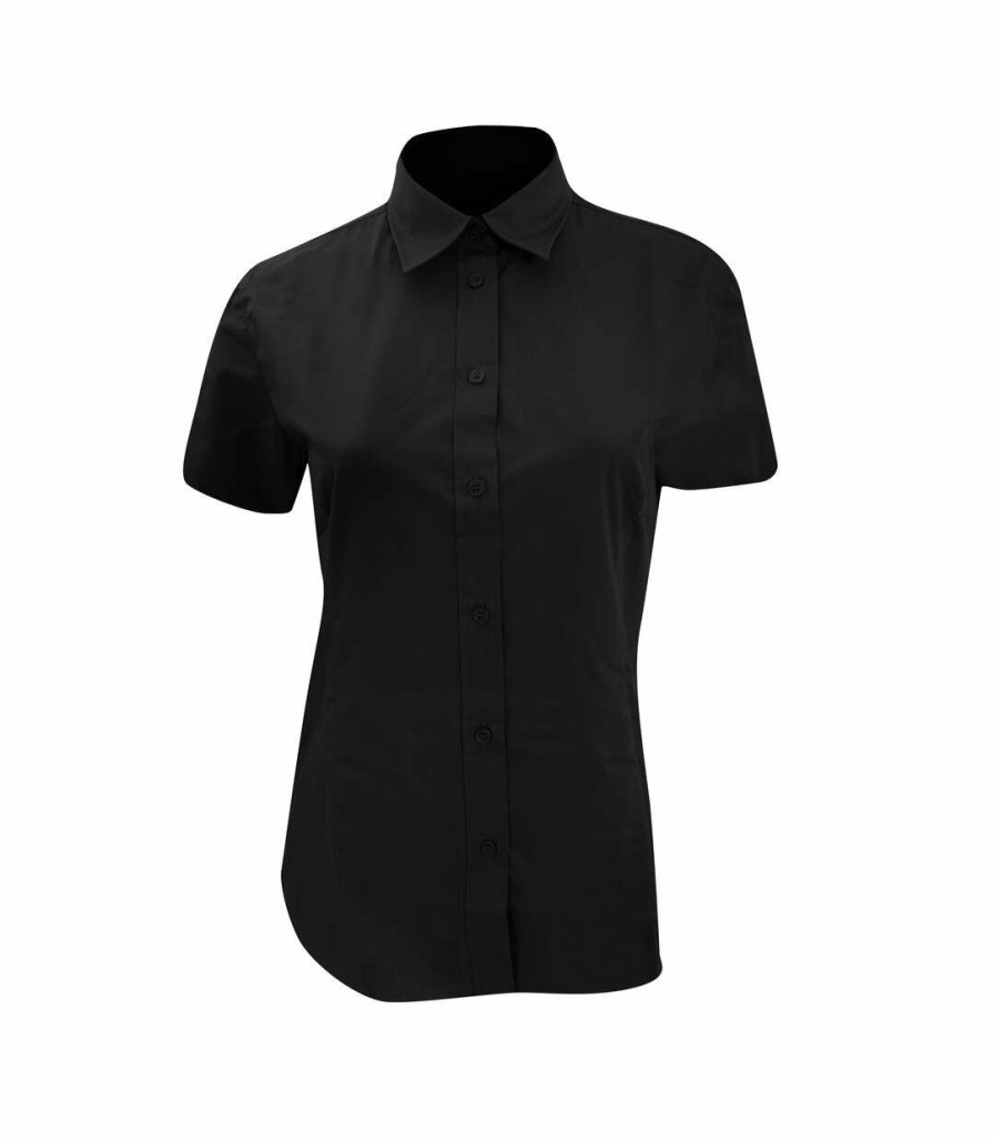 * Pertemba Best-Selling Kustom Kit Ladies Workforce Short Sleeve Shirt (Black) Utbc632 New