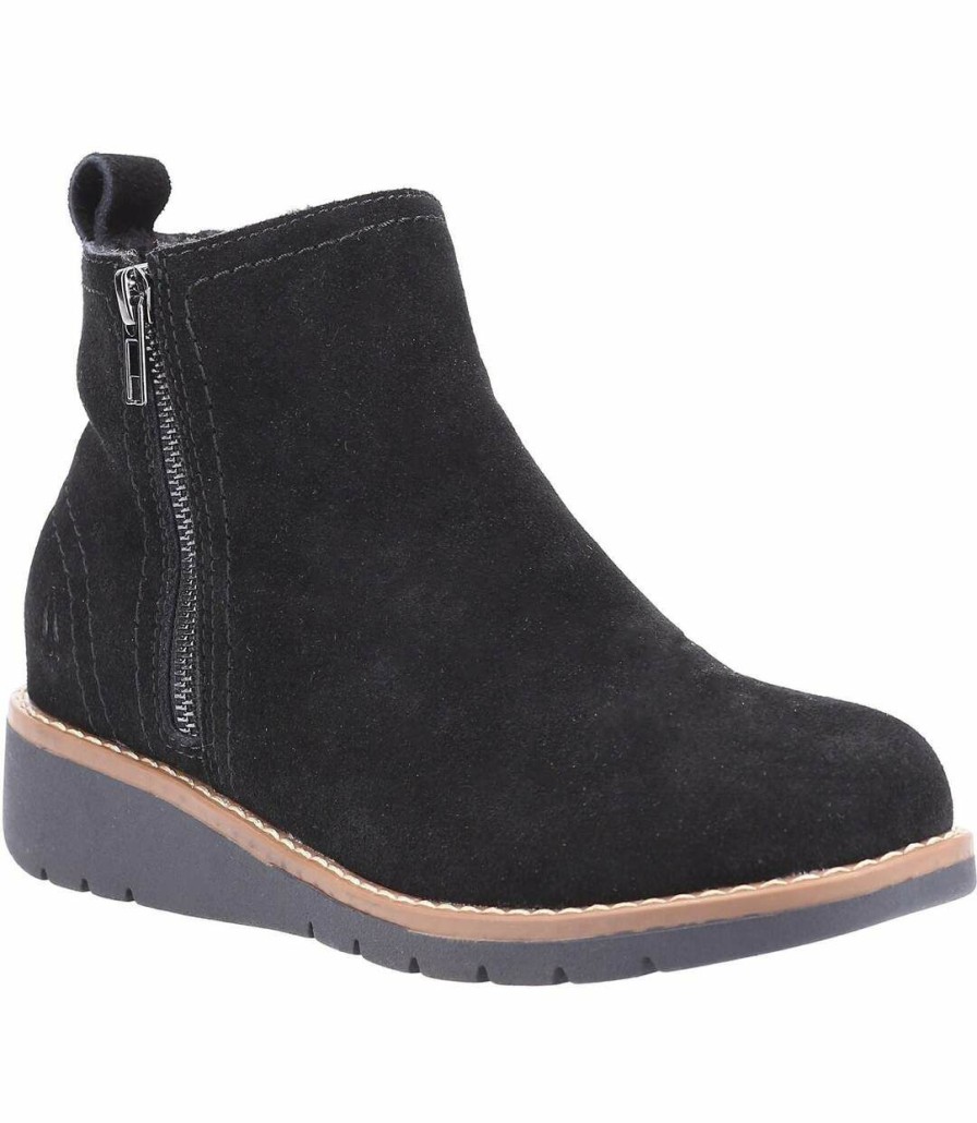 * Pertemba Closeout Sale Hush Puppies Womens/Ladies Libby Suede Ankle Boots (Black) Utfs9244 Hot