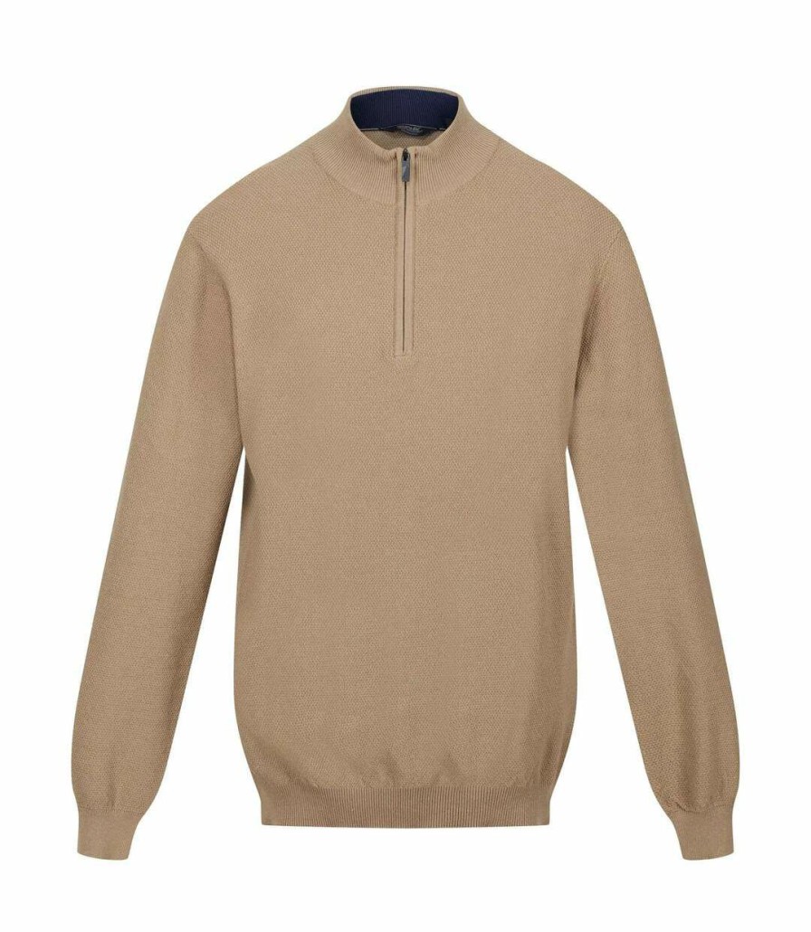 * Pertemba Latest Fashion Regatta Mens Keaton Knitted Sweater (Gold Sand) Utrg8433 Clearance