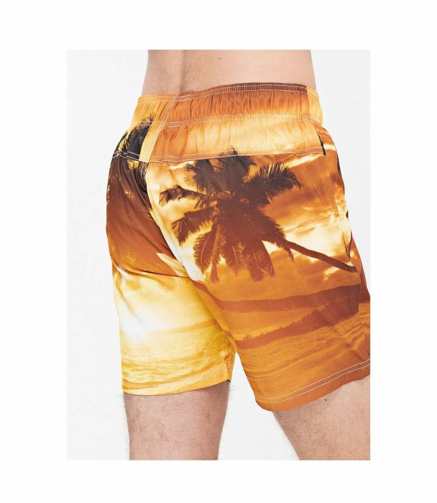 * Pertemba Cheap Crosshatch Mens Beach Dream Sunset Swim Shorts (Orange) Utbg136 Online