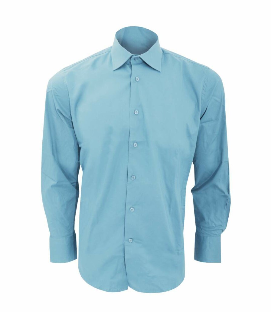 * Pertemba Lower Prices Sols Mens Brighton Long Sleeve Fitted Work Shirt (Bright Sky) Utpc337 Best