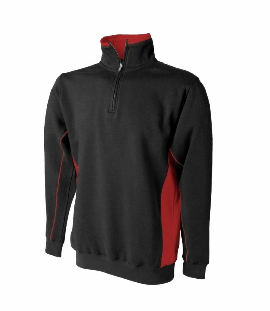 * Pertemba Sale Online Finden & Hales Mens 1/4 Zip Sweatshirt Top (Black/Red) Utrw423 Best