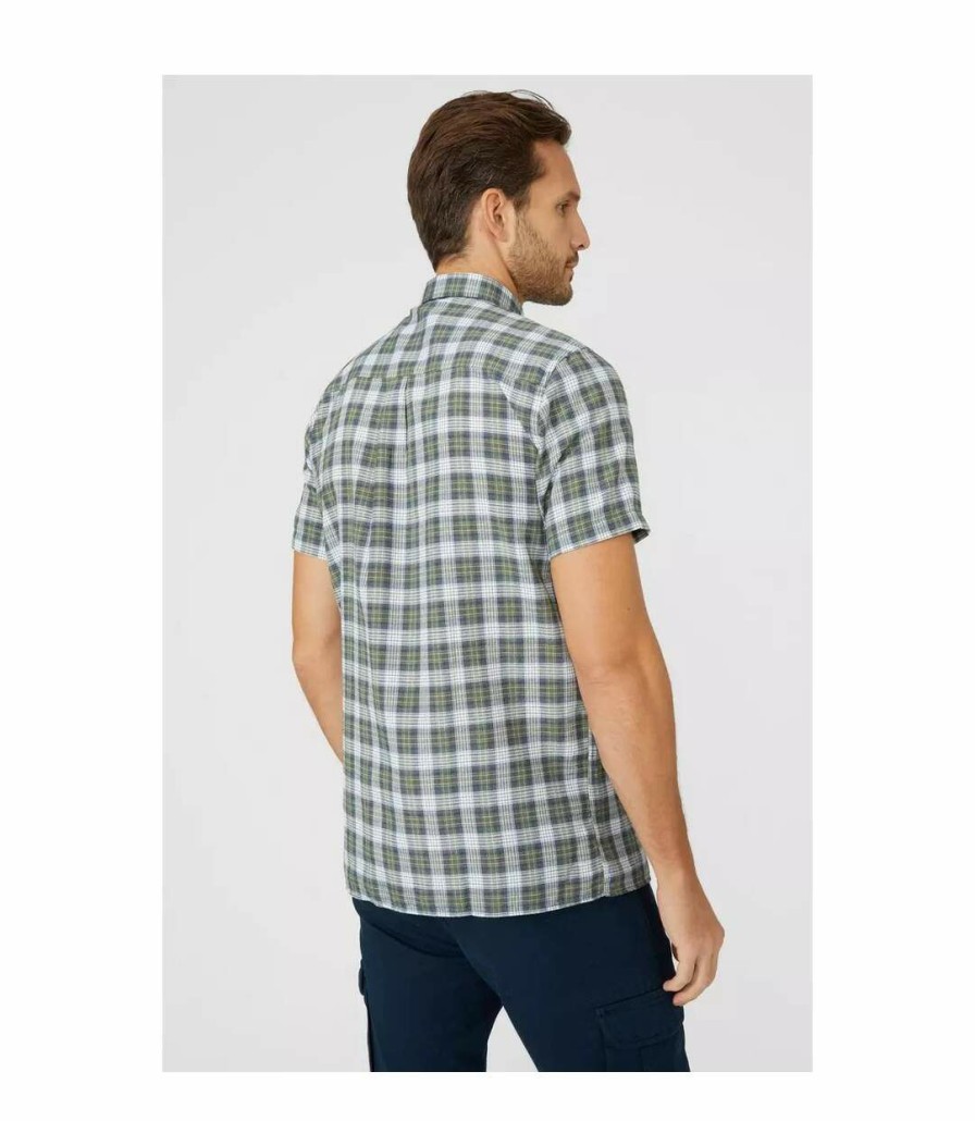 * Pertemba Top Selling Mantaray Mens Checked Textured Shirt (Green) Utdh2728 Wholesale