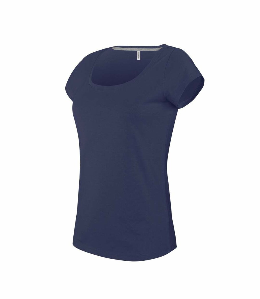 * Pertemba Clearance Kariban Womens/Ladies Boat Neck Short Sleeve T-Shirt (Navy) Utrw5620 Online