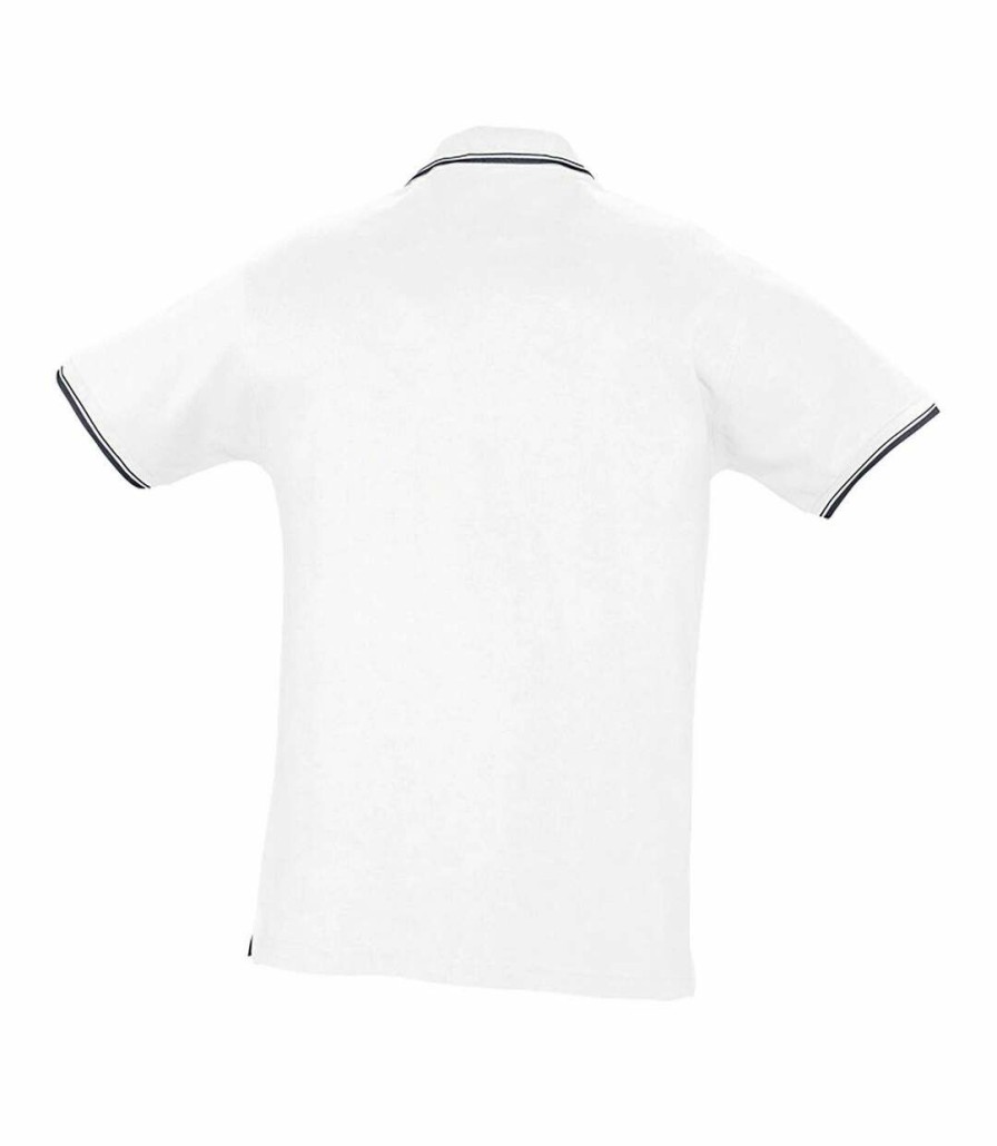 * Pertemba Best-Selling Sols Mens Practice Tipped Pique Short Sleeve Polo Shirt (White/Navy) Utpc321 Wholesale