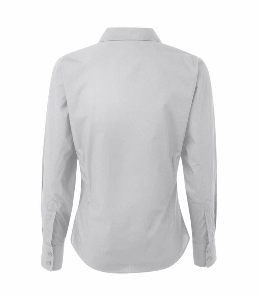 * Pertemba Sale Online Premier Womens/Ladies Poplin Long Sleeve Blouse / Plain Work Shirt (Silver) Utrw1090 Best