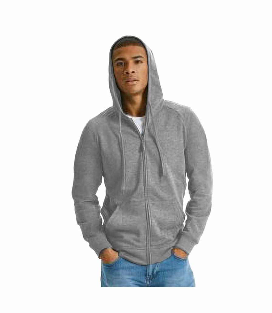 * Pertemba Hot Selling Russell Mens Hd Zipped Hood Sweatshirt (Silver Marl) Utrw6076 New