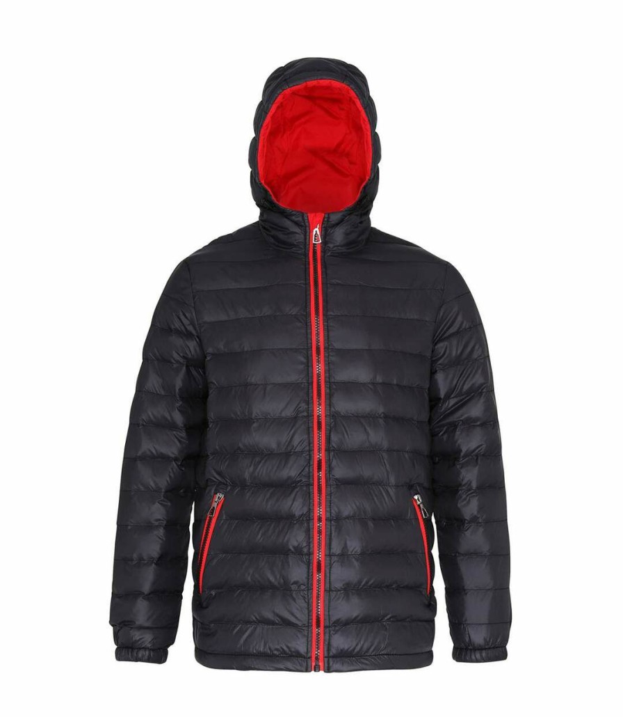 * Pertemba Original 2786 Mens Hooded Water & Wind Resistant Padded Jacket (Black/Orange) Utrw3424 Clearance