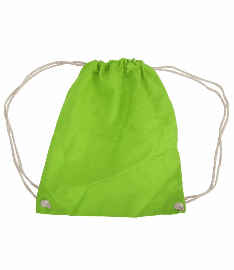 * Pertemba Closeout Sale Westford Mill Cotton Gymsac Bag 12 Liters (Pack Of 2) (Lime) (One Size) Utbc4327 Clearance