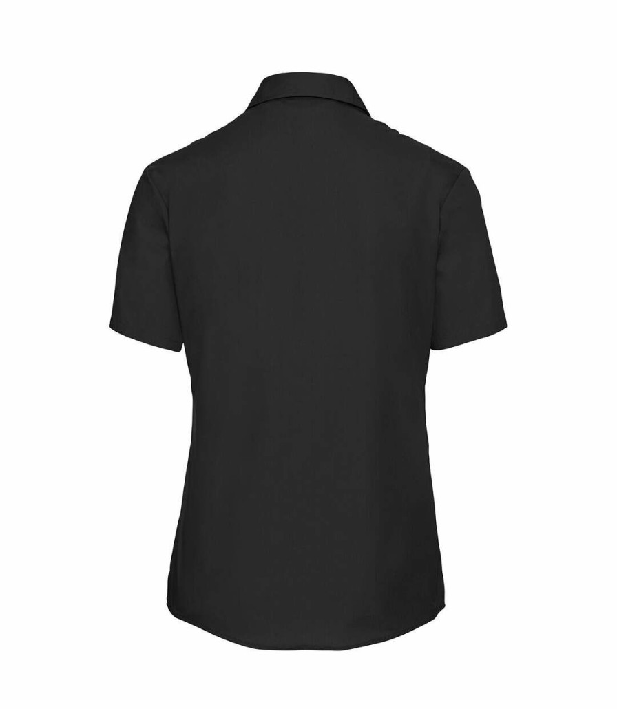 * Pertemba Best-Selling Russell Collection Womens/Ladies Short Sleeve Pure Cotton Easy Care Poplin Shirt (Black) Utrw3263 Best