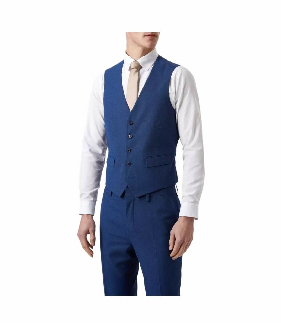 * Pertemba Best-Selling Burton Mens Birdseye Plus And Tall Slim Vest (Blue) Utbw815 Online