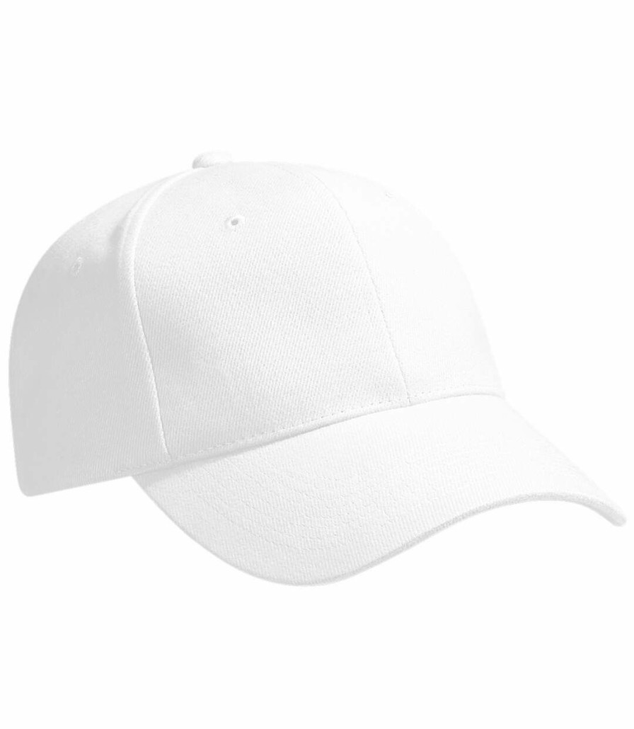 * Pertemba Classical Beechfield Uni Pro-Style Heavy Brushed Cotton Baseball Cap / Headwear (Pack Of 2) (White) Utrw6719 Hot