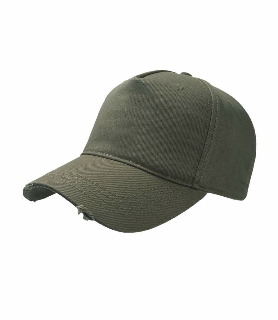 * Pertemba Latest Fashion Atlantis Cargo Weathered Visor 5 Panel Cap (Pack Of 2) (Olive) Utab420 Hot