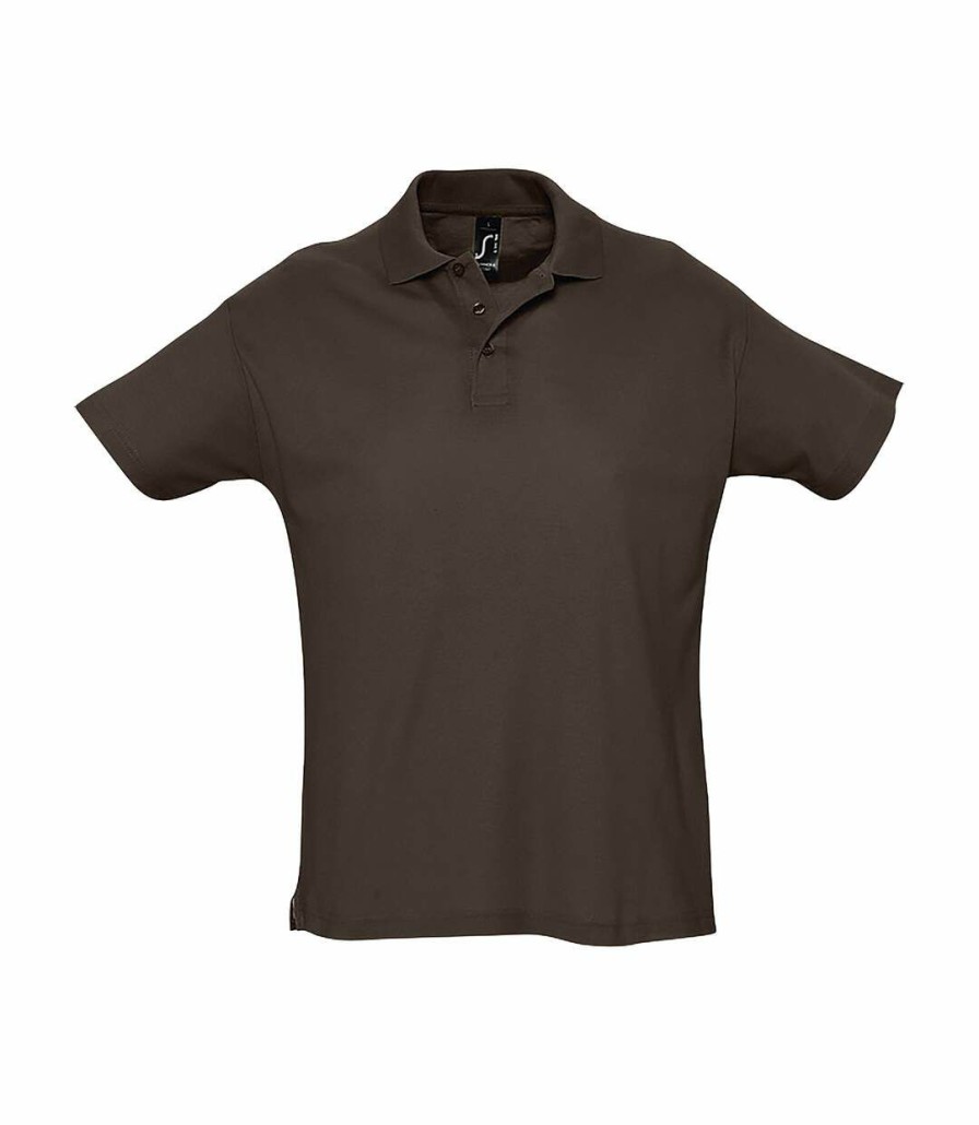 * Pertemba Classical Sols Mens Summer Ii Pique Short Sleeve Polo Shirt (Chocolate) Utpc318 Wholesale