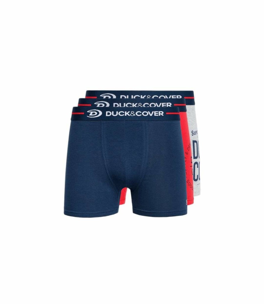 * Pertemba Latest Fashion Duck And Cover Mens Edelman Boxer Shorts (Pack Of 3) (Navy/Red) Utbg579 New