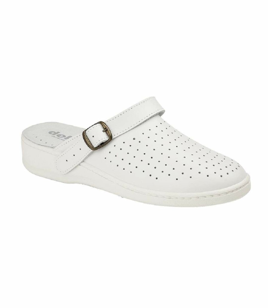 * Pertemba Sale Online Dek Uni Swivel Bar Coated Leather Clogs (White) Utdf734 Clearance