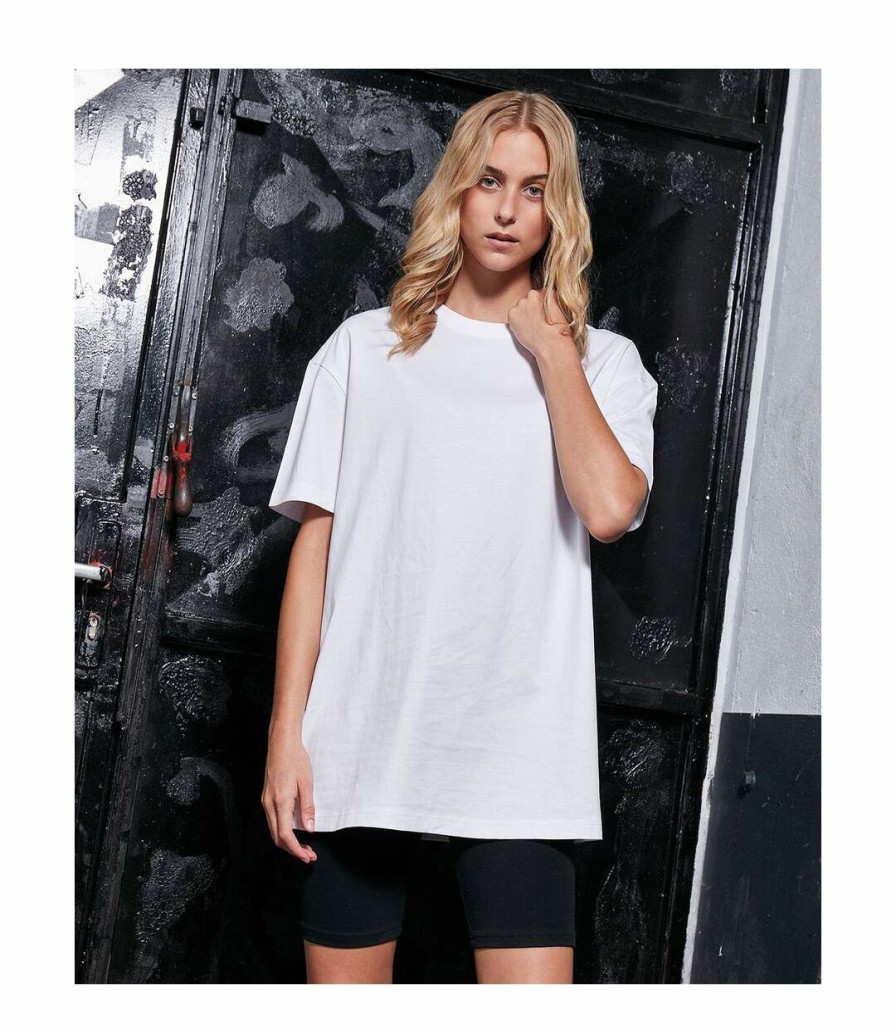 * Pertemba Classical Build Your Brand Womens/Ladies Boyfriend Oversized T-Shirt (White) Utrw8004 Wholesale