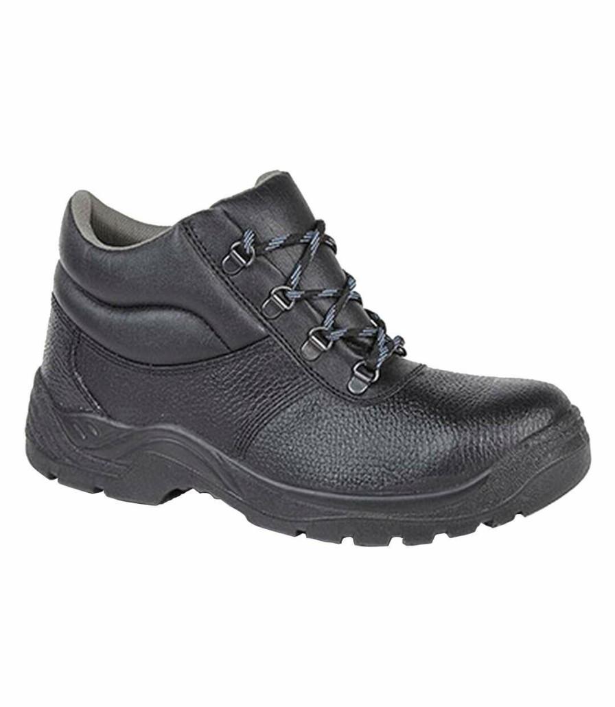 * Pertemba Best-Selling Grafters Mens Padded Collar D-Ring Chukka Safety Boots (Black) Utdf1242 New