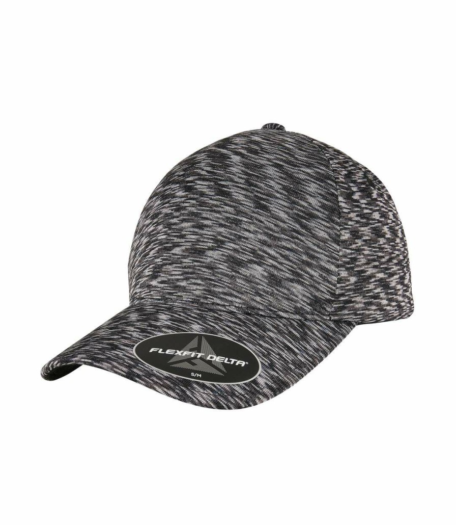 * Pertemba Attractive Flexfit Uni Adult Delta Unipanel Cap (Black Melange) Utrw8013 New